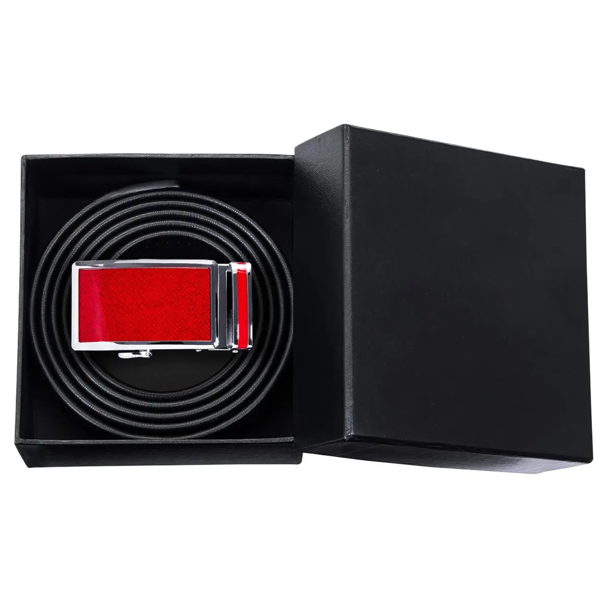 Dubulle Men's Ratchet Belts Christmas Red Leather Belt Adjustable Cut to Fit | Stylish & Durable - view 7