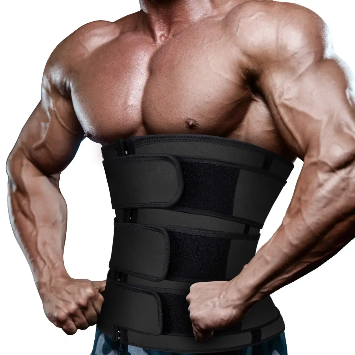Hidyliu Mens Neoprene Sauna Sweat Waist Trainer with 3 Belts & 4 Hook Rows, XL Black | Supports Posture & Burns Belly Fat - view 2
