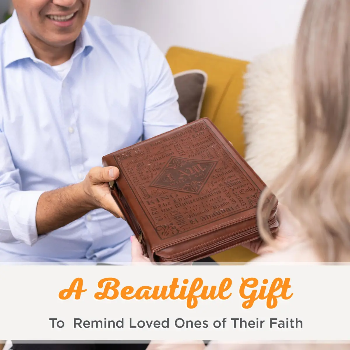 Christian Art Gifts Names of God Faux Leather Bible Cover for Men, Extra Large | Scripture Verse Exodus 34:6 - view 9