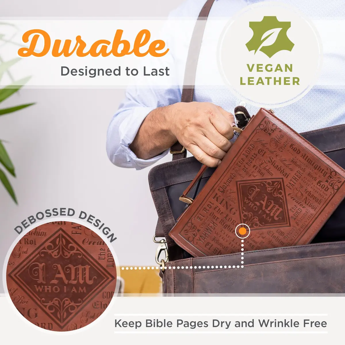 Christian Art Gifts Names of God Faux Leather Bible Cover for Men, Extra Large | Scripture Verse Exodus 34:6 - view 4