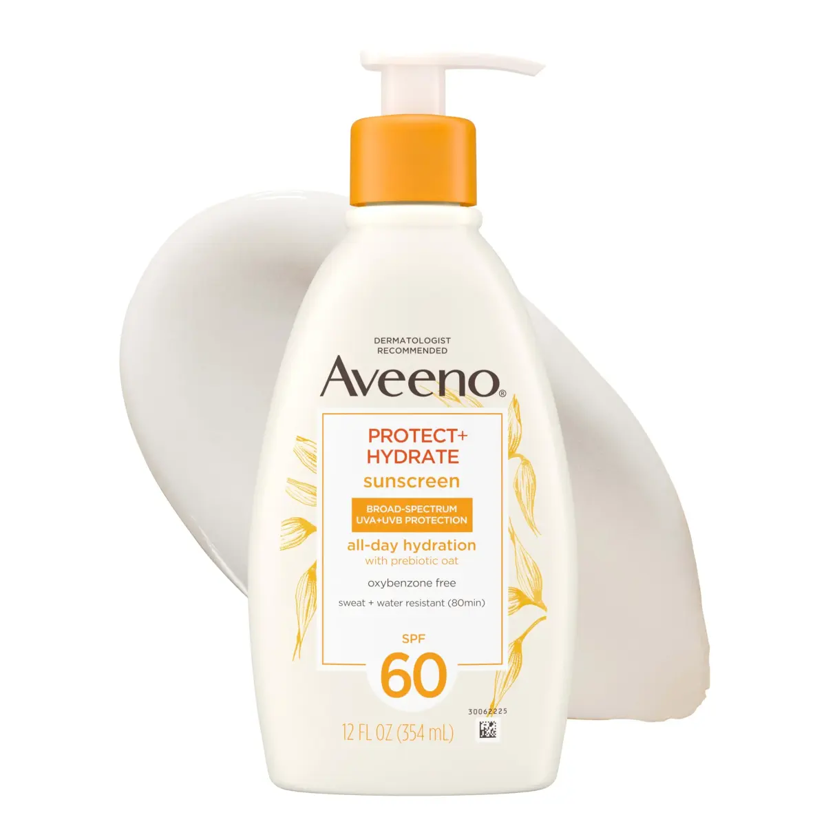Aveeno Protect + Hydrate Sunscreen Lotion SPF 60 | 355ml (12 Fl Oz) | Broad Spectrum UVA/UVB Protection - main product image