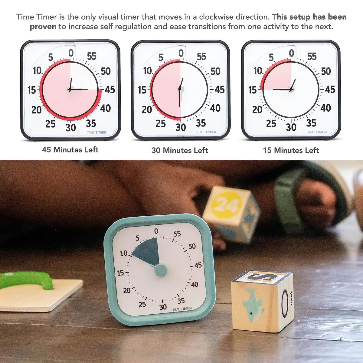 TIME TIMER Home MOD – 60-Minute Visual Timer Silent Operation for Kids & Adults, Stress-Free Time Management (Lake Day Blue) - view 5