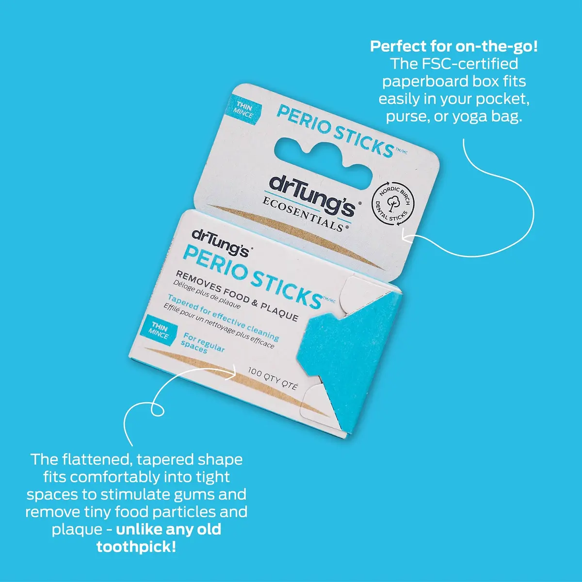 drTung's Perio Sticks Dental Floss Picks - Thin, 200 Count (Pack of 2) | Dentist-Recommended for Gum Health - view 5
