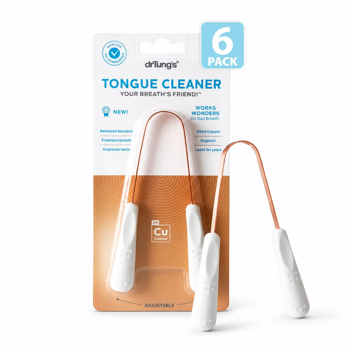 drTung's Copper Tongue Scraper - Adults & Kids Solid Copper | Gentle, Hygienic & Effective Oral Care - main product image