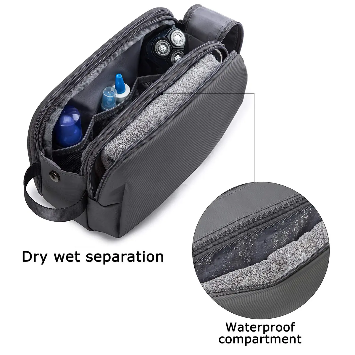 BAGSMART Toiletry Bag for Men, Travel Organizer, Water-resistant, Grey-medium | Spacious & Multi-functional - view 4