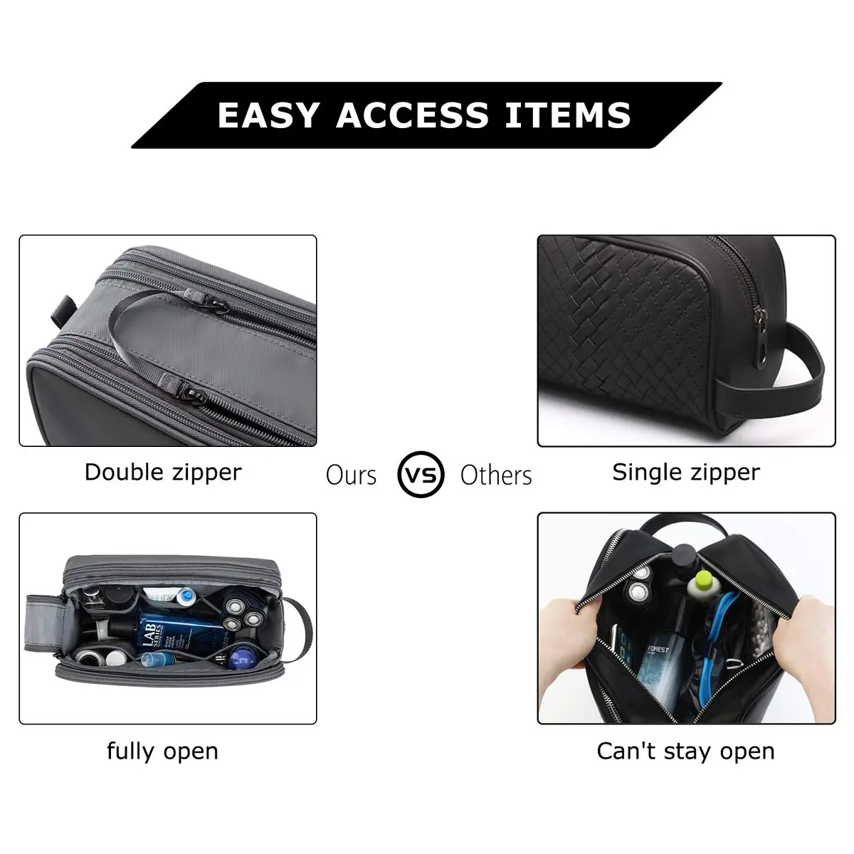BAGSMART Toiletry Bag for Men, Travel Organizer, Water-resistant, Grey-medium | Spacious & Multi-functional - view 5