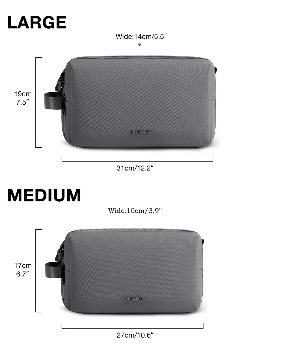 BAGSMART Toiletry Bag for Men, Travel Organizer, Water-resistant, Grey-medium | Spacious & Multi-functional - view 7
