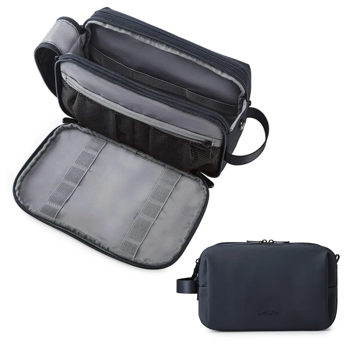 BAGSMART Toiletry Bag for Men, Travel Organizer, Water-Resistant, Navy Blue, Medium | Spacious & Multi-Functional - main product image