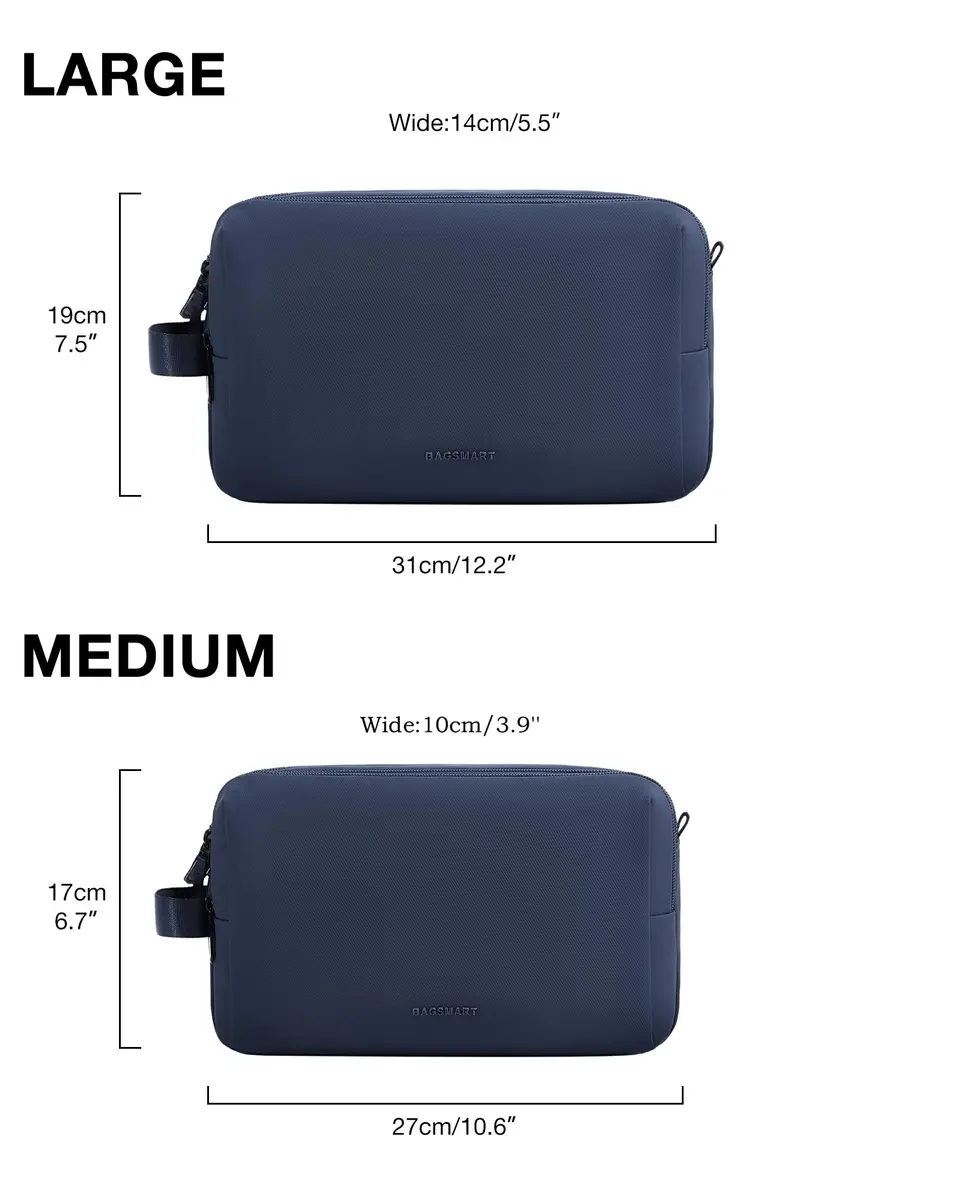 BAGSMART Toiletry Bag for Men, Travel Organizer, Water-Resistant, Navy Blue, Medium | Spacious & Multi-Functional - view 7
