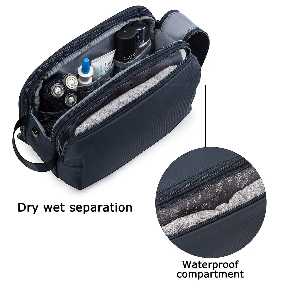 BAGSMART Toiletry Bag for Men, Travel Organizer, Water-Resistant, Navy Blue, Medium | Spacious & Multi-Functional - view 4