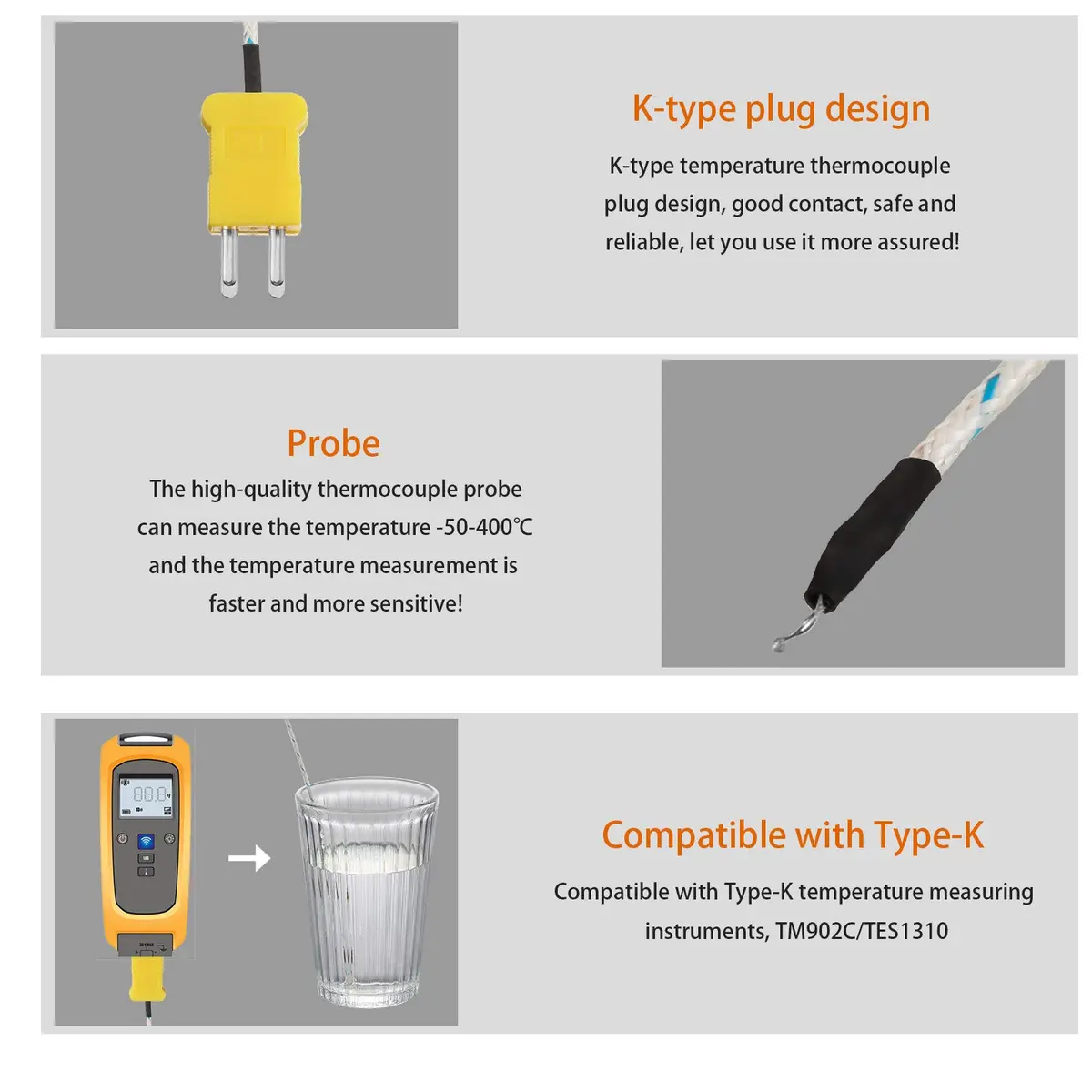 Weewooday K Type Thermocouple Probe 3m | Fast Response, Universal Compatibility - view 4