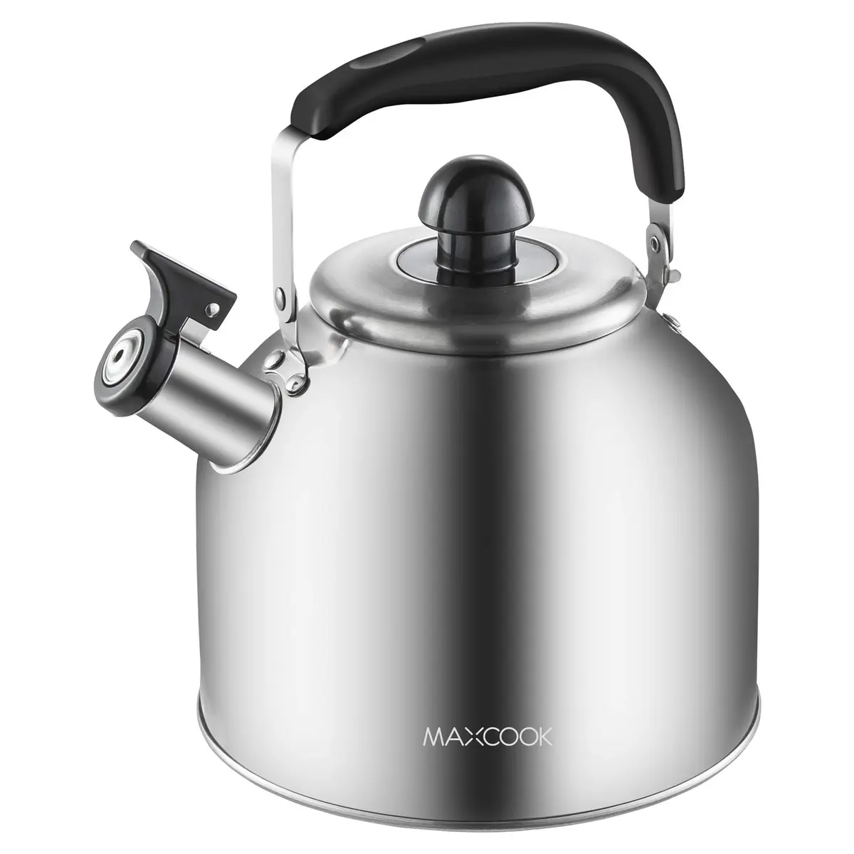MAXCOOK 4.2 Quart/4L Stainless Steel Whistling Tea Kettle | Induction Compatible, Brushed Satin Finish - main product image