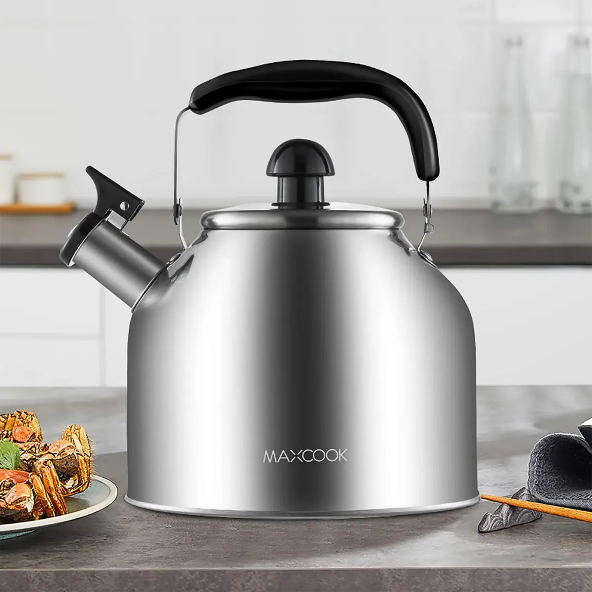 MAXCOOK 4.2 Quart/4L Stainless Steel Whistling Tea Kettle | Induction Compatible, Brushed Satin Finish - view 8