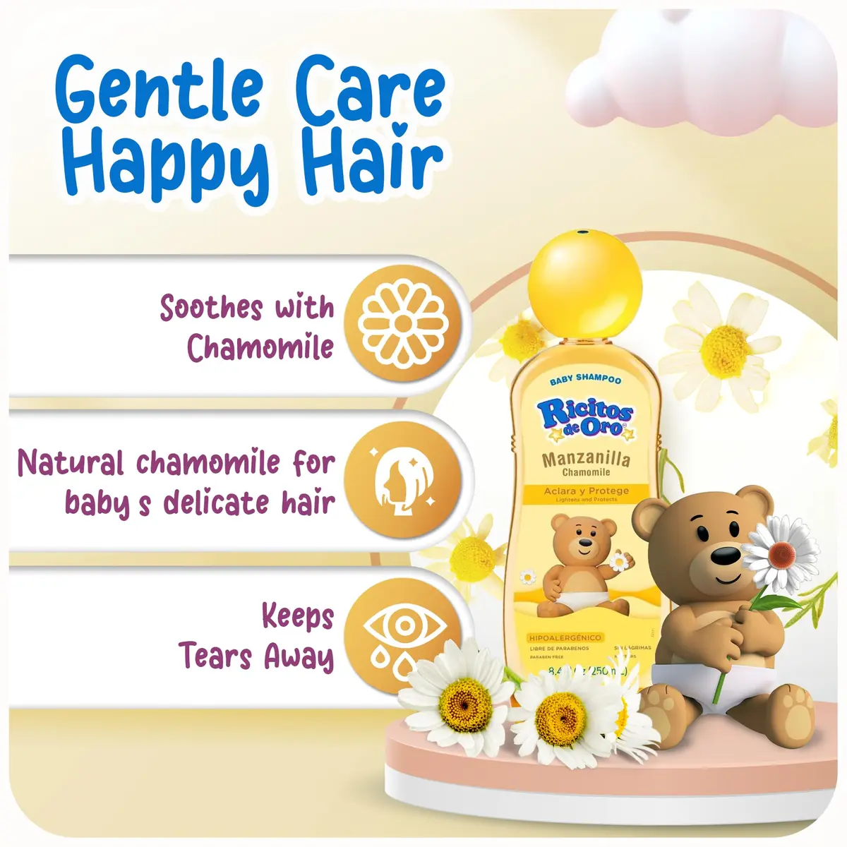 Ricitos de Oro Baby Shampoo | Chamomile | 8.4 fl oz | 3-Pack | Tear-Free & Gentle for Newborns - view 3