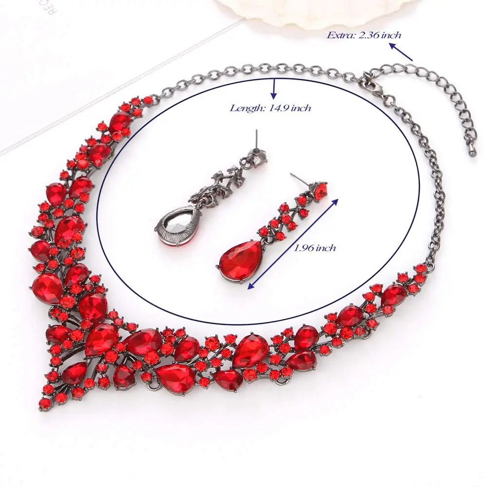 Molie Bridal Austrian Crystal Jewelry Set Adjustable | Elegant Wedding Gift (7.1 in x 2.2 in) - view 3