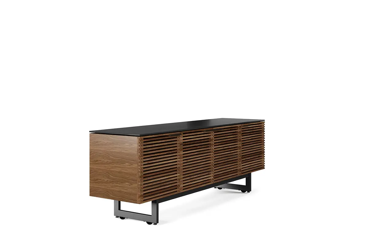 BDI Corridor 8179 Quad-Width Tall Media Cabinet, Natural Walnut | Modern TV Stand with Cable Management & Soft Glass Top - view 2