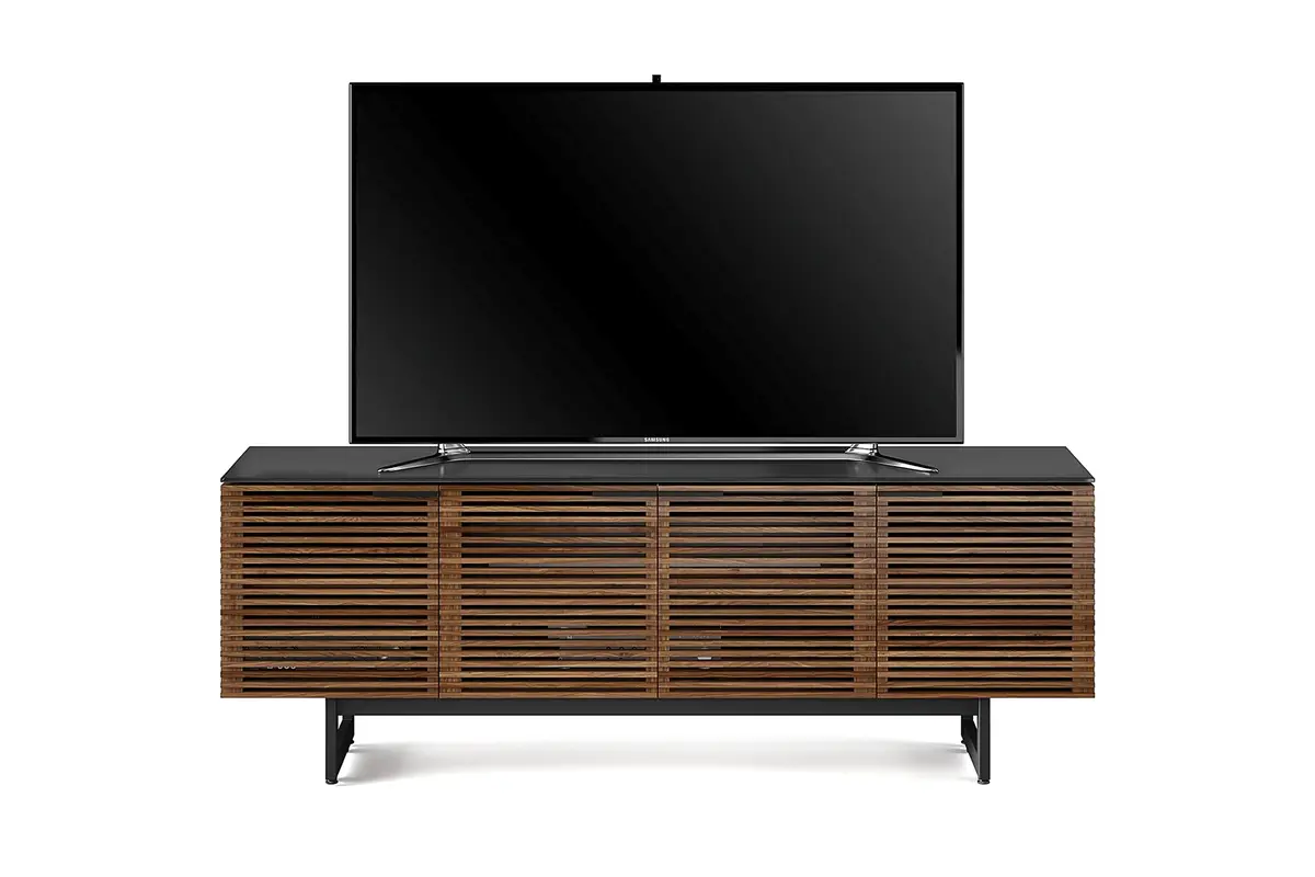 BDI Corridor 8179 Quad-Width Tall Media Cabinet, Natural Walnut | Modern TV Stand with Cable Management & Soft Glass Top - view 3