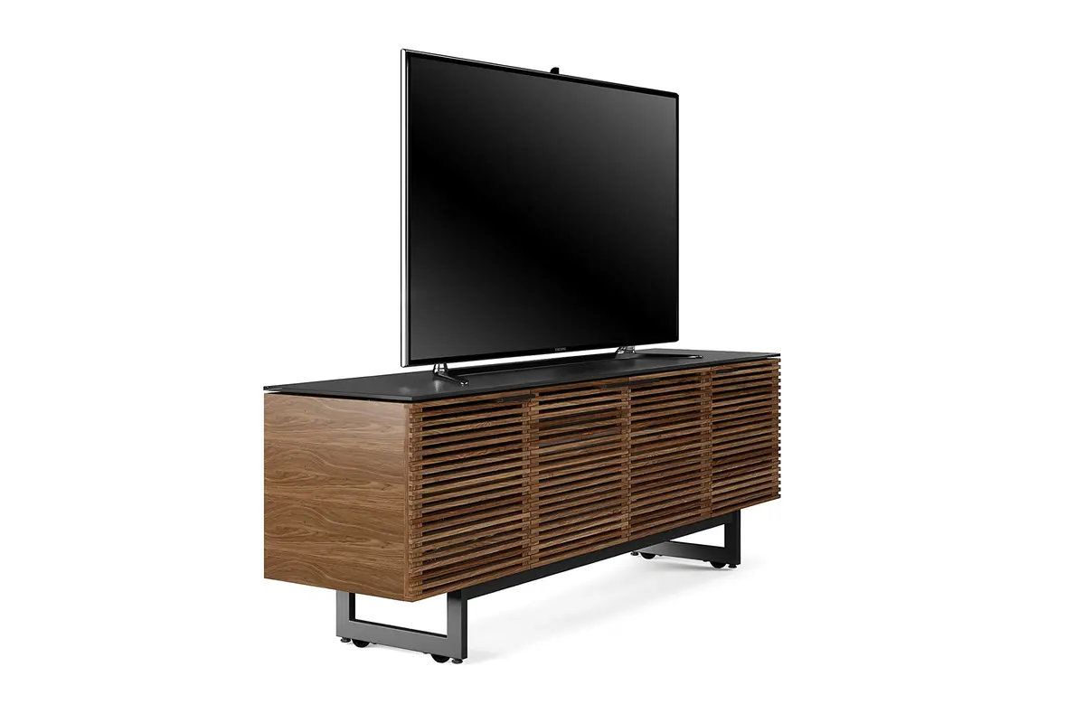 BDI Corridor 8179 Quad-Width Tall Media Cabinet, Natural Walnut | Modern TV Stand with Cable Management & Soft Glass Top - view 4