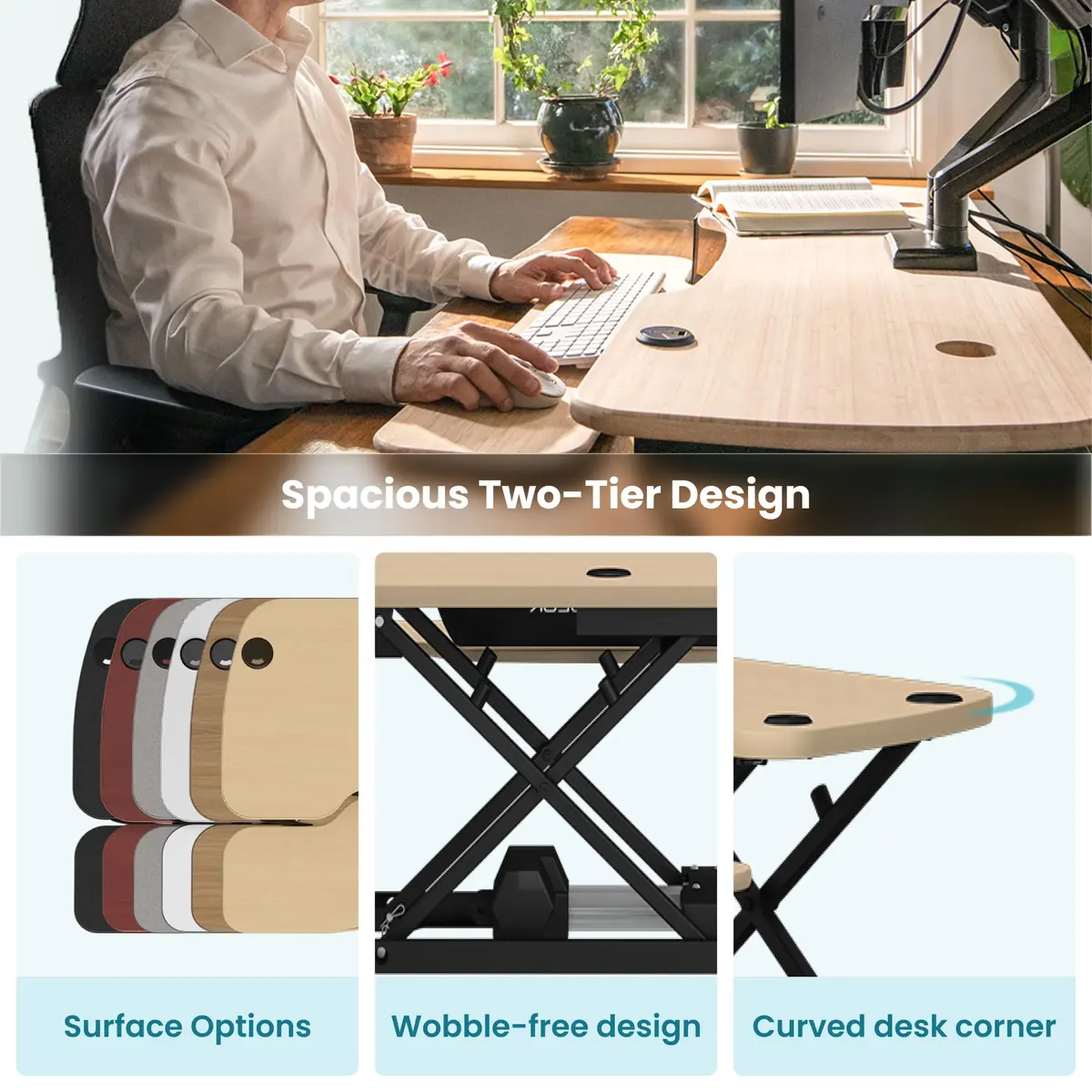 VERSADESK PowerPro 40 Inch Electric Standing Desk Converter | Push-Button Height Adjustable Sit to Stand Desk Riser for Monitors & Laptop - view 4