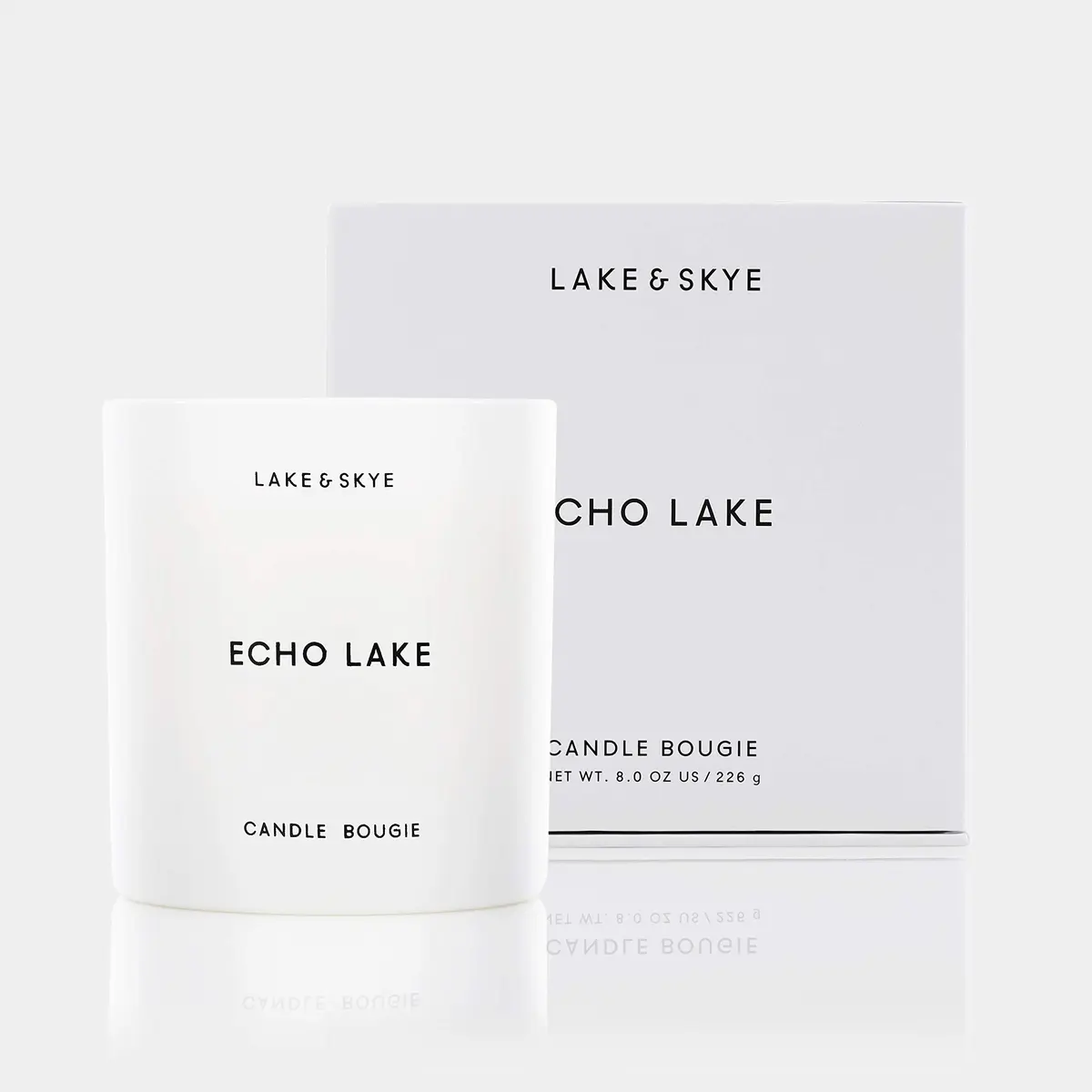 Lake & Skye Echo Lake Candle - Vegan Soy, Floral & Woody, 8 oz | 50 Hour Burn Time - main product image