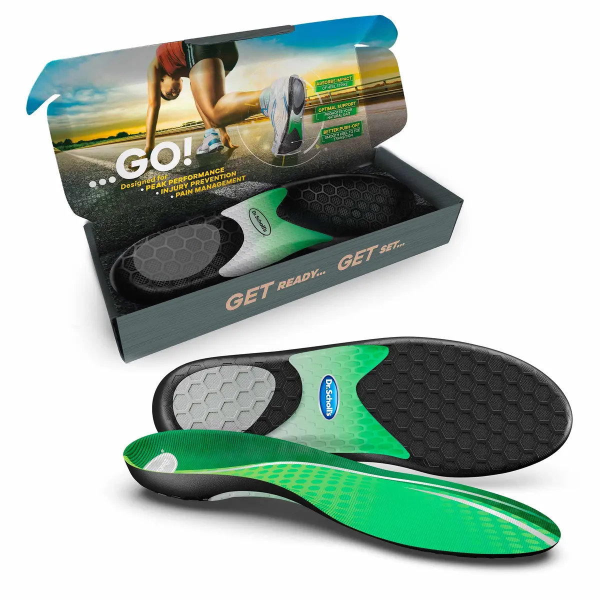 Dr. Scholl's Performance Sized to Fit Running Insoles for Men & Women | Shock Absorption & Injury Prevention - main product image