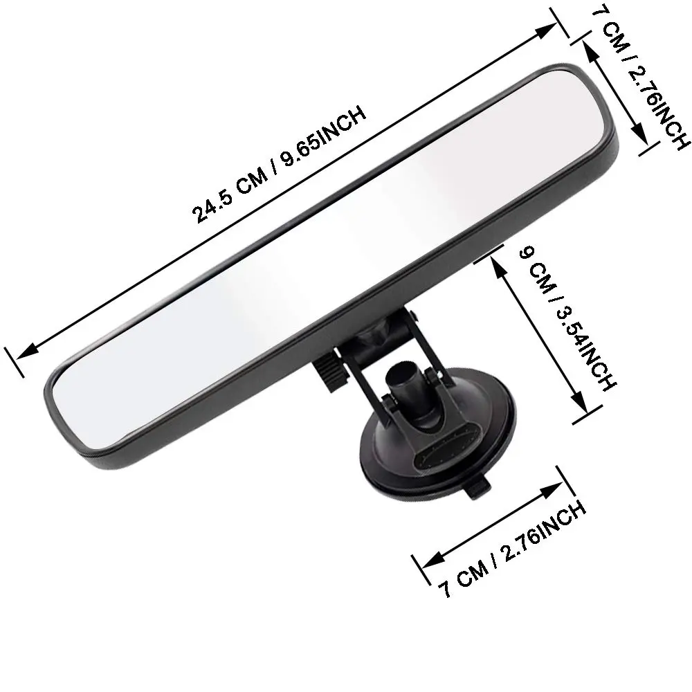 LECAMEBOR Rear View Mirror, Universal Thickened Anti-glare HD Car Interior Mirror | 24.5 x 7 CM, Plain HD, Wide View - view 2