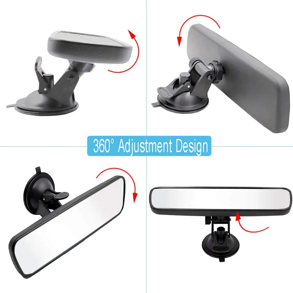 LECAMEBOR Rear View Mirror, Universal Thickened Anti-glare HD Car Interior Mirror | 24.5 x 7 CM, Plain HD, Wide View - view 4