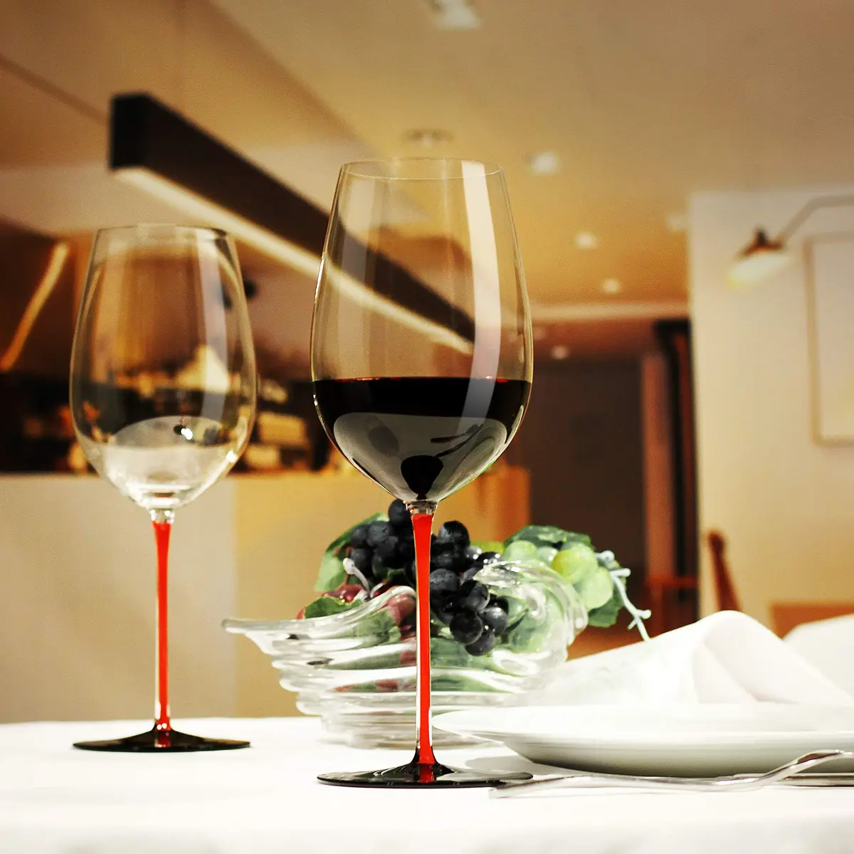 LUXU Crystal Wine Glasses with Red Stem & Black Base, 880ml (31 Fl Oz) | Hand Blown Artistry for Bordeaux & Cabernet Sauvignon - view 4
