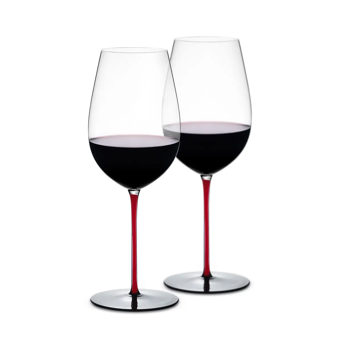 LUXU Crystal Wine Glasses with Red Stem & Black Base, 880ml (31 Fl Oz) | Hand Blown Artistry for Bordeaux & Cabernet Sauvignon - main product image