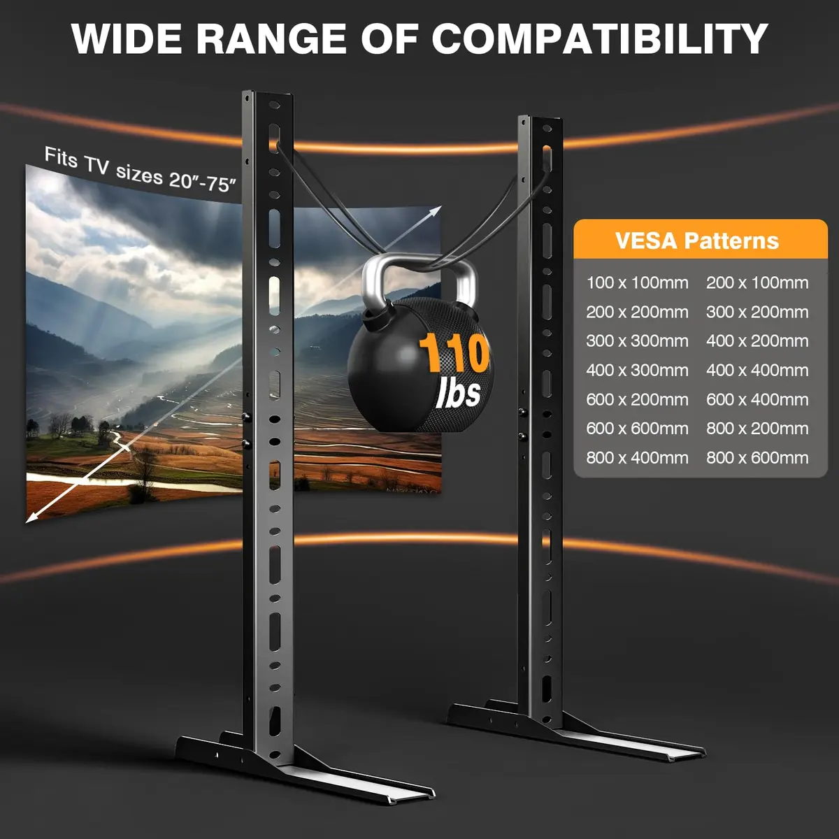 TAVR Universal Table Top TV Stand Mount for 20-75 Inch TVs | Heavy Duty Metal Support - view 8
