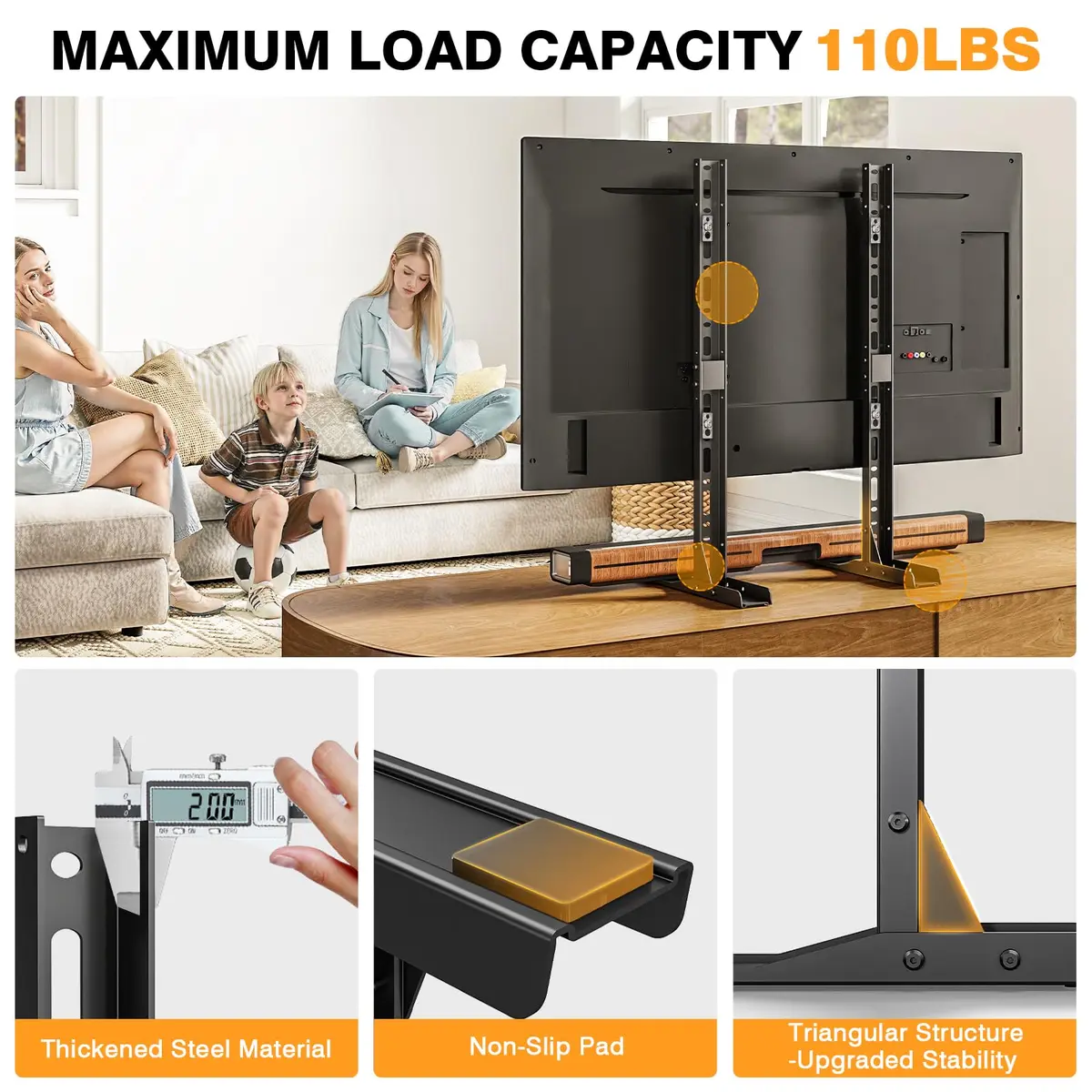 TAVR Universal Table Top TV Stand Mount for 20-75 Inch TVs | Heavy Duty Metal Support - view 2