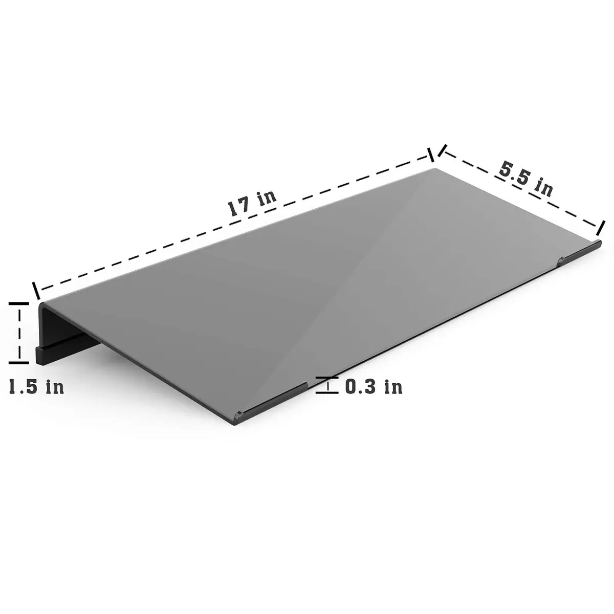 KOTEMON Acrylic Tilted Computer Keyboard Stand for Ergonomic Typing, 17"x5.5"x1.5" Black | Non-Slip, Ergonomic Design - view 5