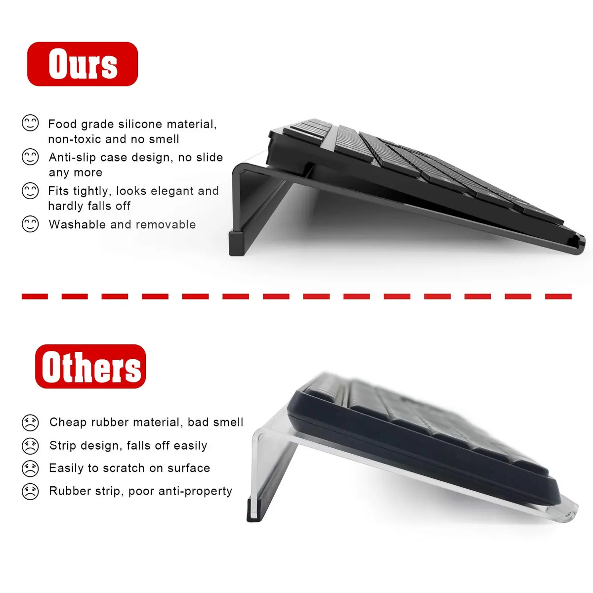 KOTEMON Acrylic Tilted Computer Keyboard Stand for Ergonomic Typing, 17"x5.5"x1.5" Black | Non-Slip, Ergonomic Design - view 6