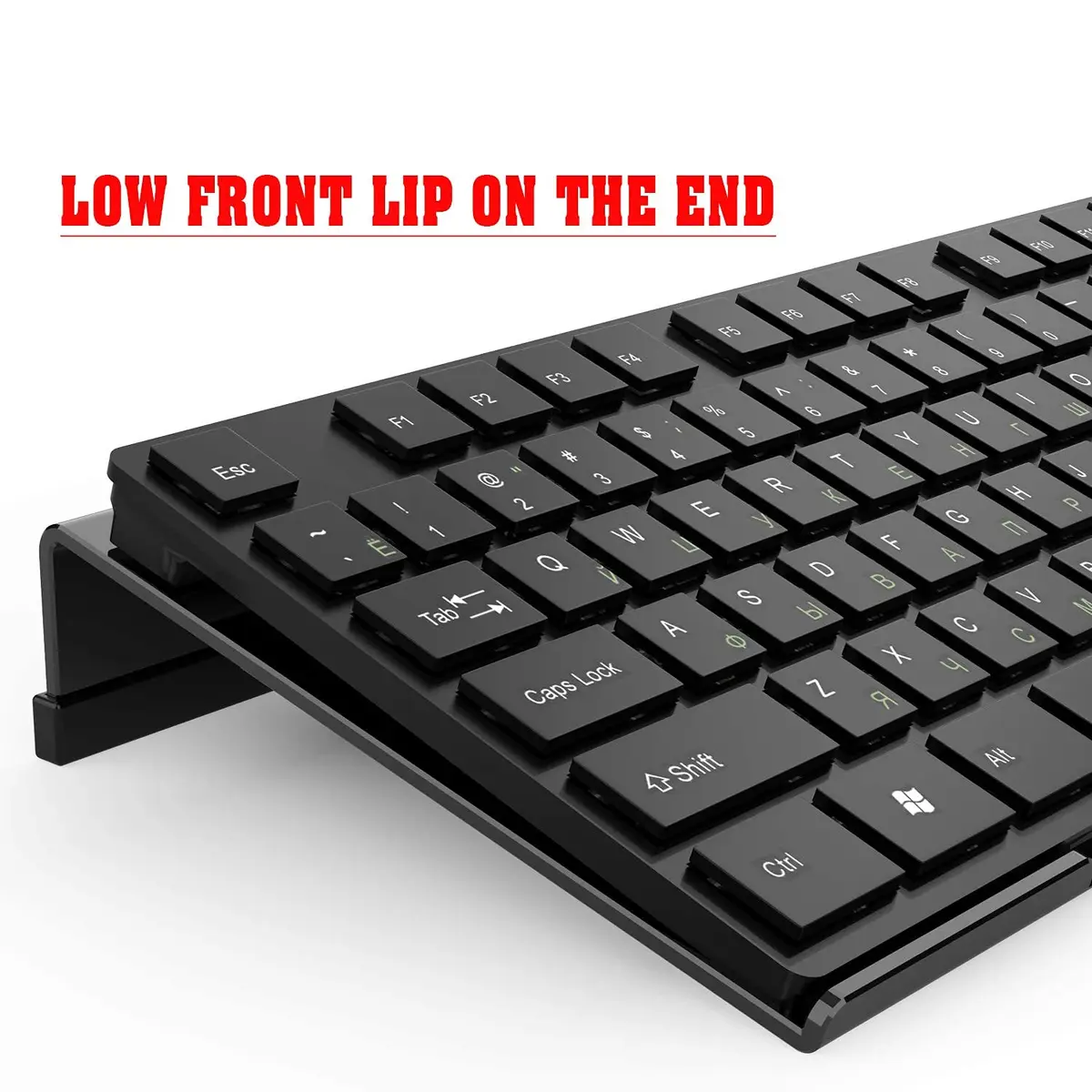 KOTEMON Acrylic Tilted Computer Keyboard Stand for Ergonomic Typing, 17"x5.5"x1.5" Black | Non-Slip, Ergonomic Design - view 3