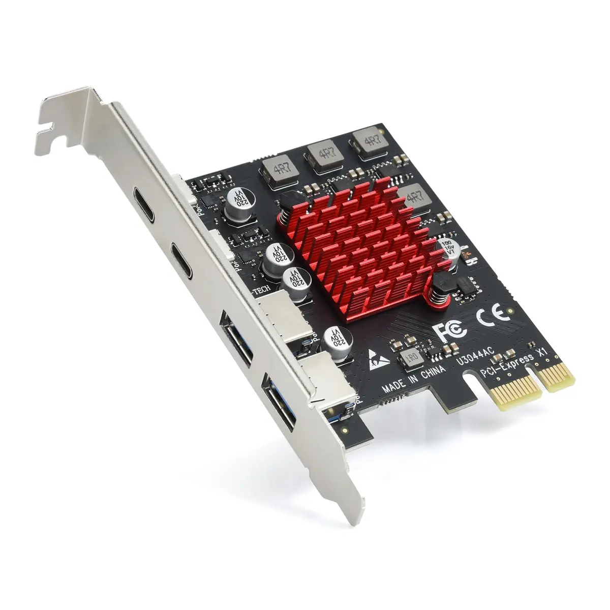 ELUTENG 4-Port PCIe USB 3.1 Expansion Card 2 USB-A 2 Type-C | Self-Powered, 10Gbps - main product image