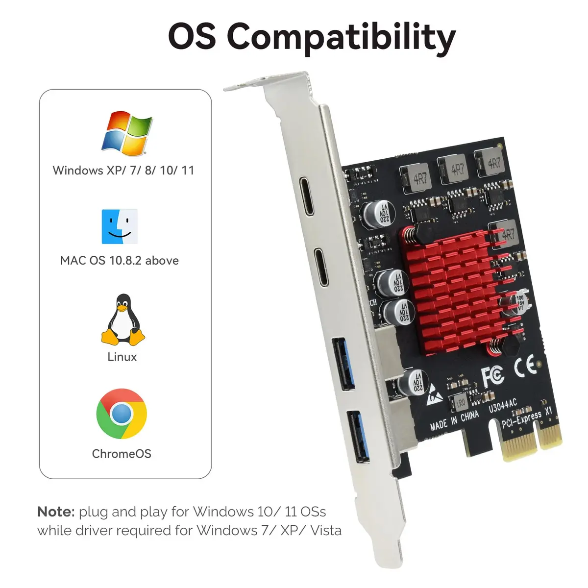 ELUTENG 4-Port PCIe USB 3.1 Expansion Card 2 USB-A 2 Type-C | Self-Powered, 10Gbps - view 7