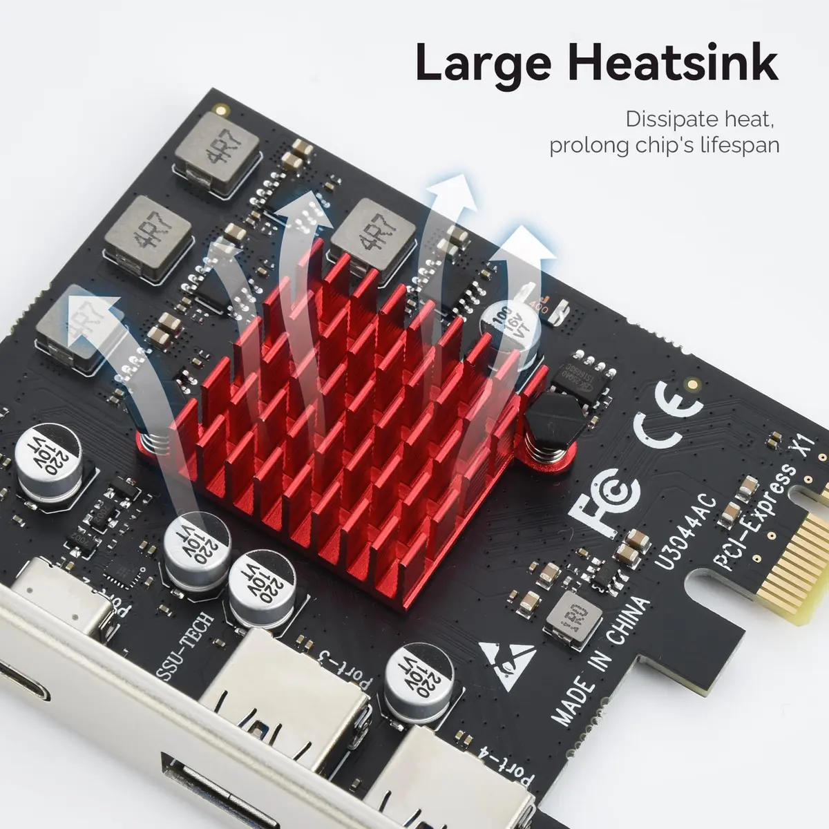 ELUTENG 4-Port PCIe USB 3.1 Expansion Card 2 USB-A 2 Type-C | Self-Powered, 10Gbps - view 4