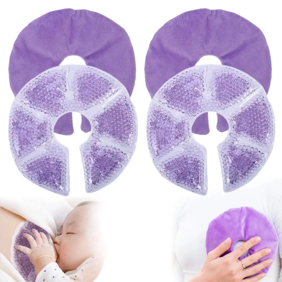 Gbrand Breast Therapy Pads, Hot Cold Breastfeeding Gel Pads 17cm (6.7 inches) | Reusable Cold & Hot Compress for Postpartum Recovery - main product image