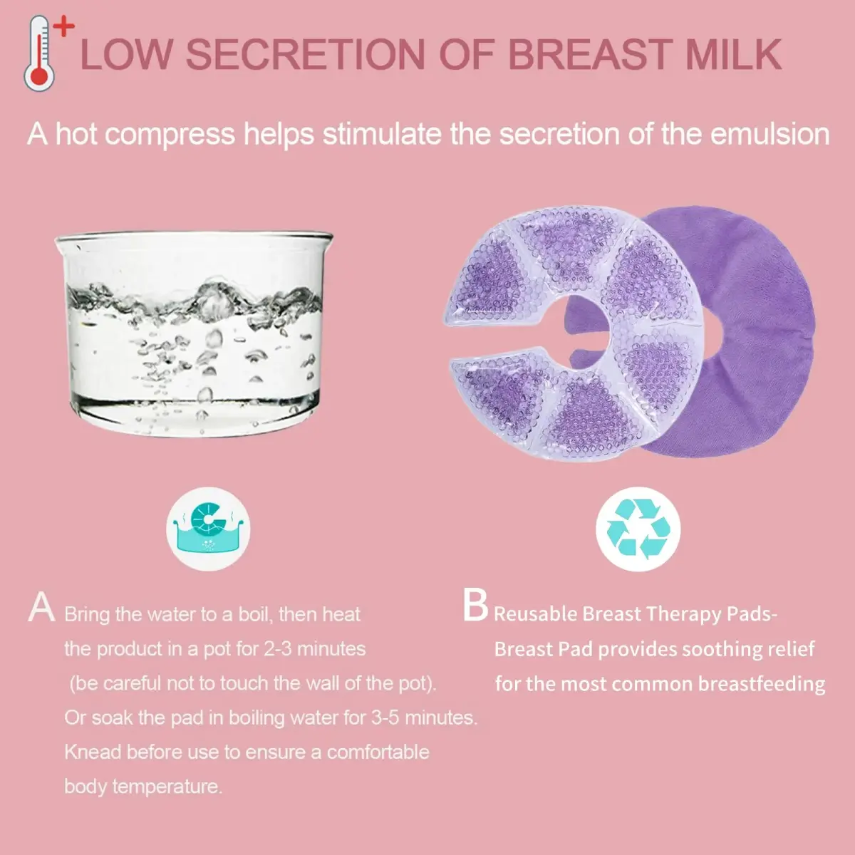 Gbrand Breast Therapy Pads, Hot Cold Breastfeeding Gel Pads 17cm (6.7 inches) | Reusable Cold & Hot Compress for Postpartum Recovery - view 5