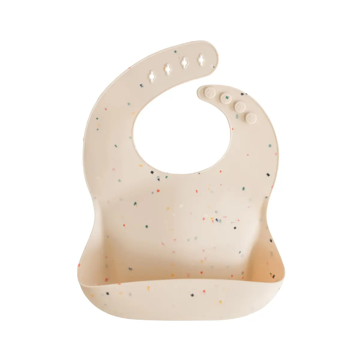 mushie Silicone Baby Bib | Adjustable Fit Waterproof Vanilla Confetti (133g) - main product image