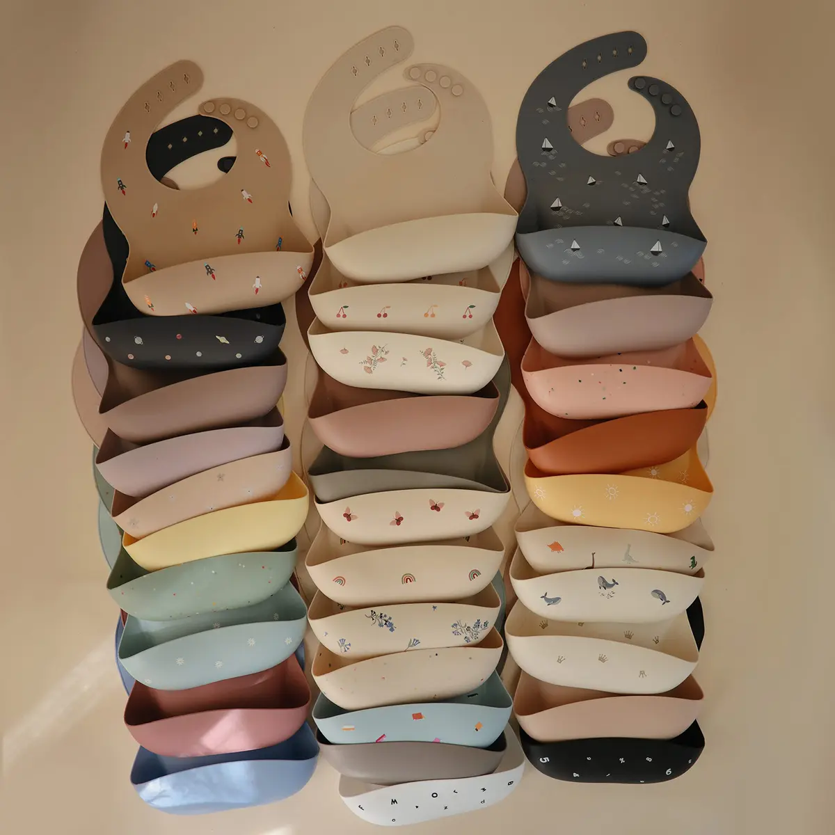 mushie Silicone Baby Bib | Adjustable Fit Waterproof Vanilla Confetti (133g) - view 9