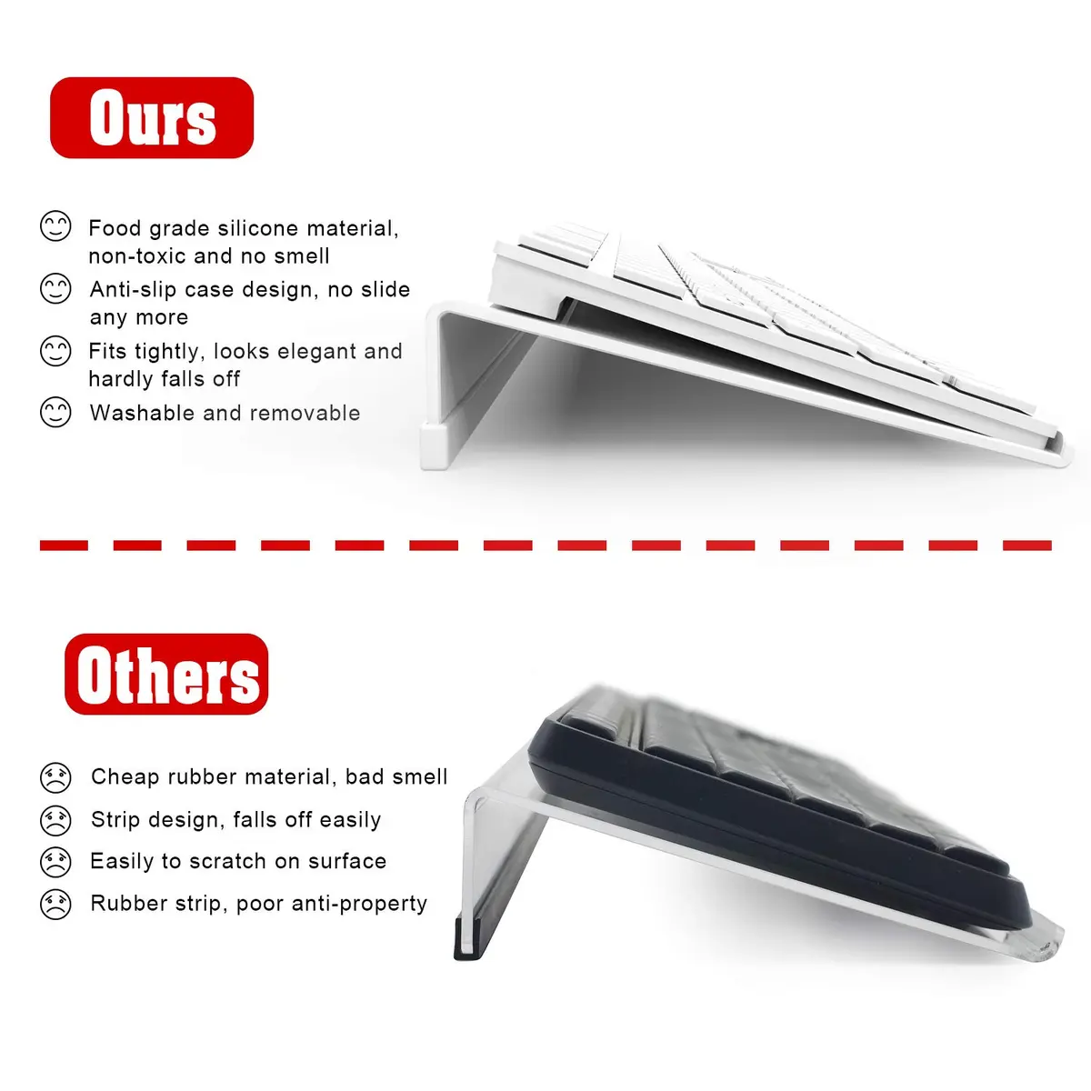KOTEMON Acrylic Tilted Keyboard Stand for Ergonomic Typing | White, Full Size - view 6