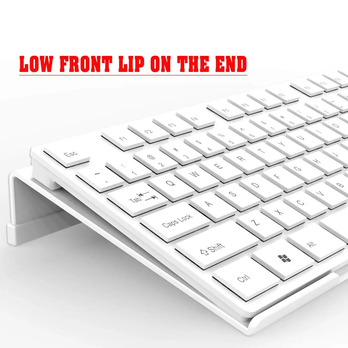 KOTEMON Acrylic Tilted Keyboard Stand for Ergonomic Typing | White, Full Size - view 4