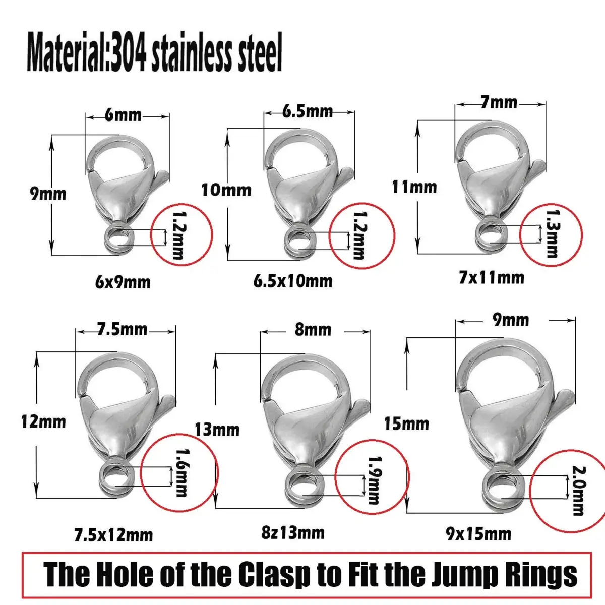 WOCRAFT Stainless Steel Jump Rings 1000 Pcs Mix 4mm-8mm | Jewelry Making Findings - view 4