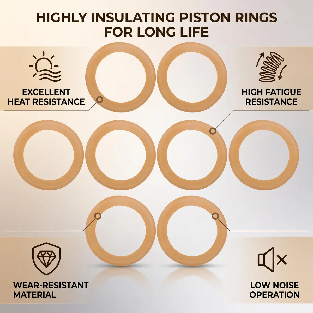 ViaGasaFamido Rubber Piston Ring Replacement Kit 10-Pack | High Durability for Oil-Free Silent 550W Compressors - view 6