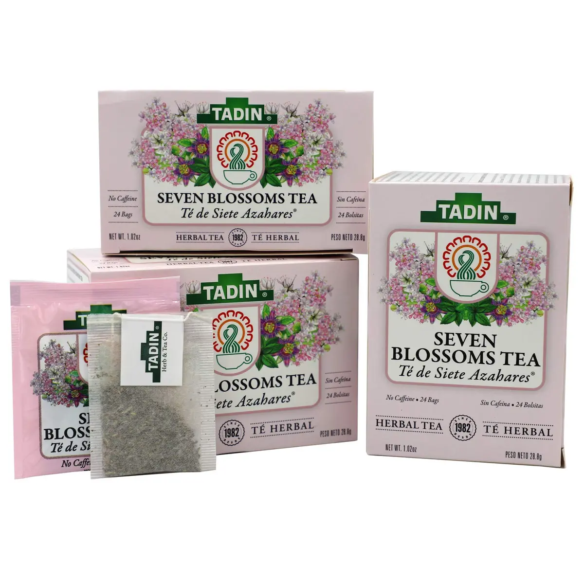 Tadin Seven Blossoms Herbal Tea with Linden Flowers Valerian Root | Caffeine-Free, 24 Count (Pack of 3) - main product image