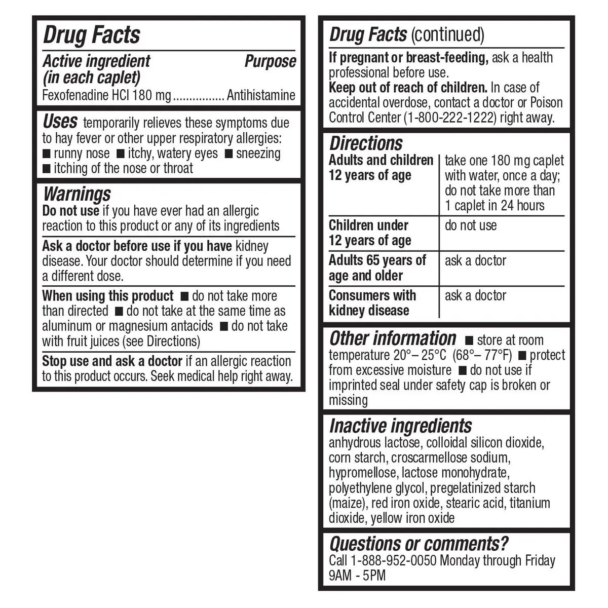 HealthA2Z Fexofenadine HCl 180mg Caplets | 24-Hour Allergy Relief, 30 Count - view 6