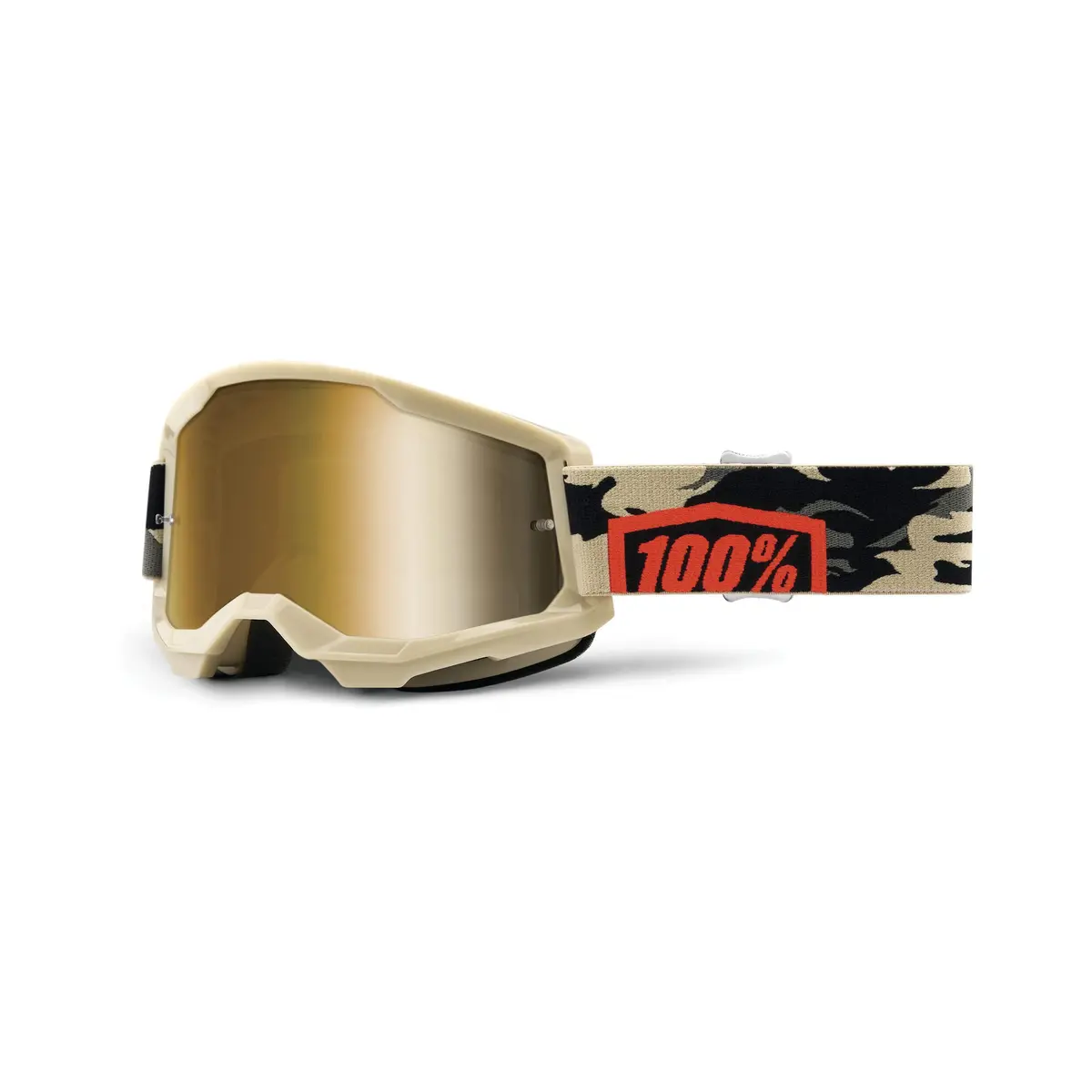 100% Strata 2 Motocross & Mountain Bike Goggles - MX and MTB Racing Protective Eyewear (Kombat - True Gold Lens) | Wide Field of View - main product image