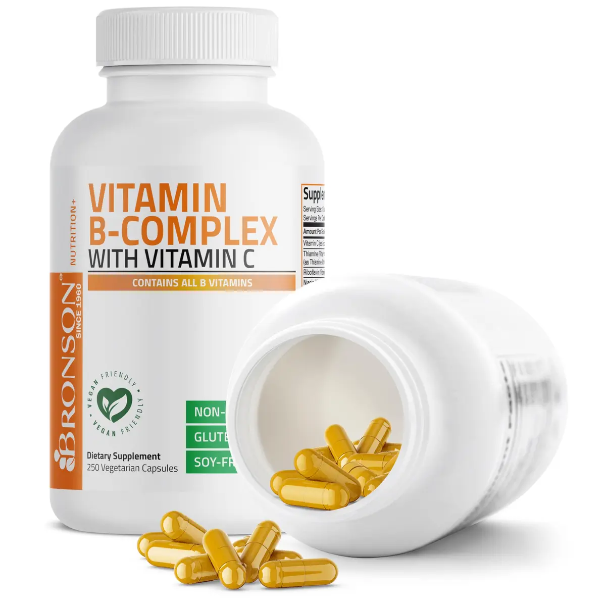 Bronson Vitamin B Complex with Vitamin C Vegetarian Capsules, 250 Count | Supports Energy & Immunity - view 5