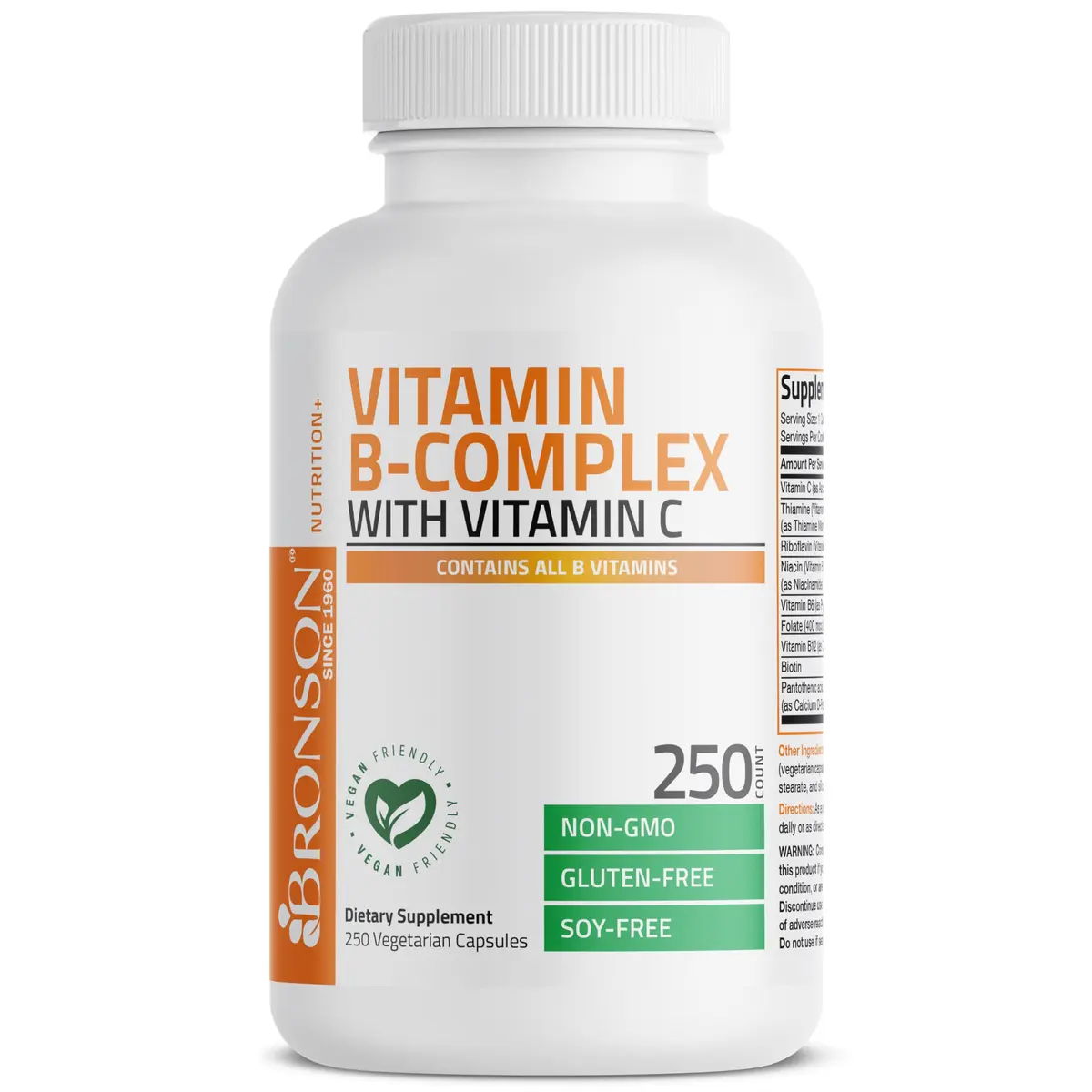 Bronson Vitamin B Complex with Vitamin C Vegetarian Capsules, 250 Count | Supports Energy & Immunity - view 6